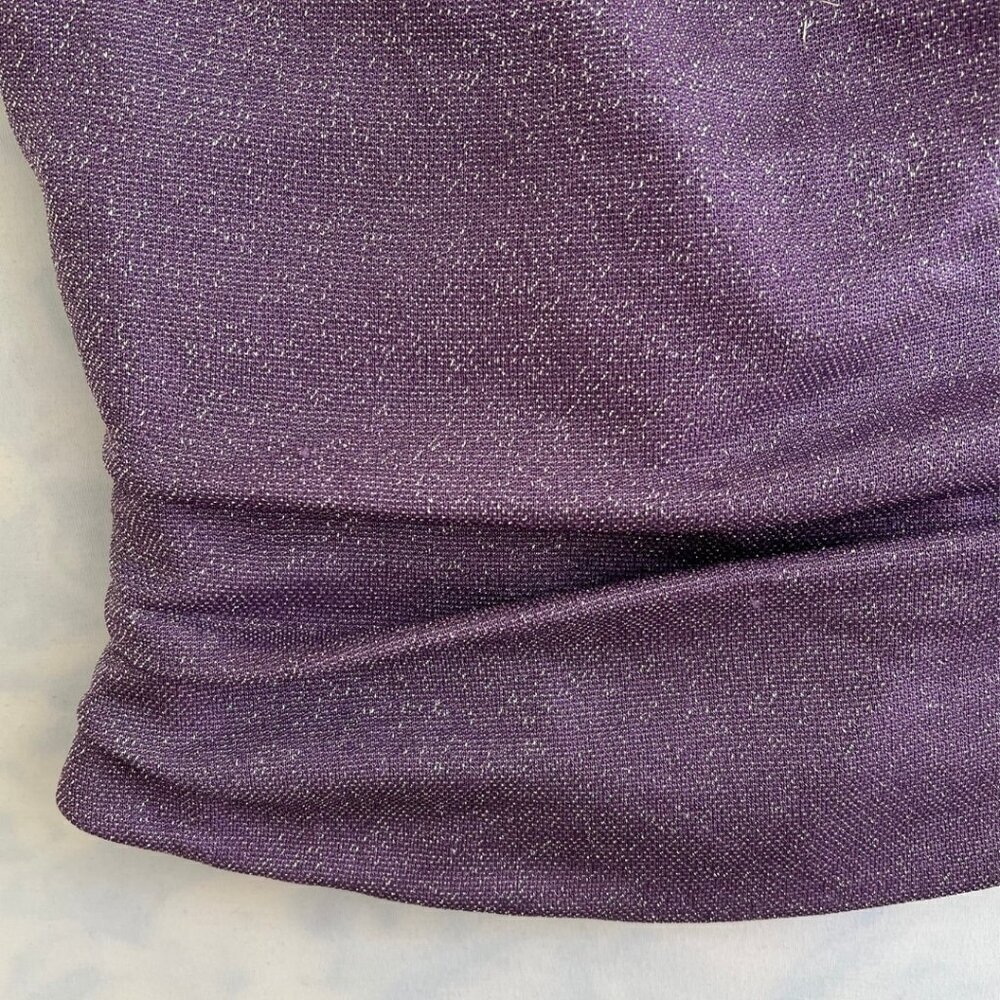 Purple & Silver Sparkle Fitted Ruched Zipper Back Tank Top - Picture 3 of 7